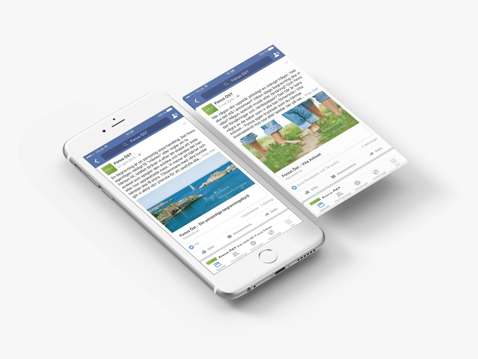 Mobil desktop på Fonus Öst nya digitala plattform på Facebook