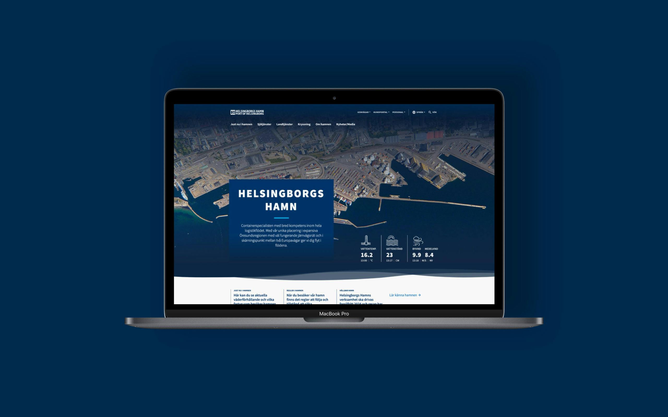 Helsingborgs hamn hemsida, mockup desktop