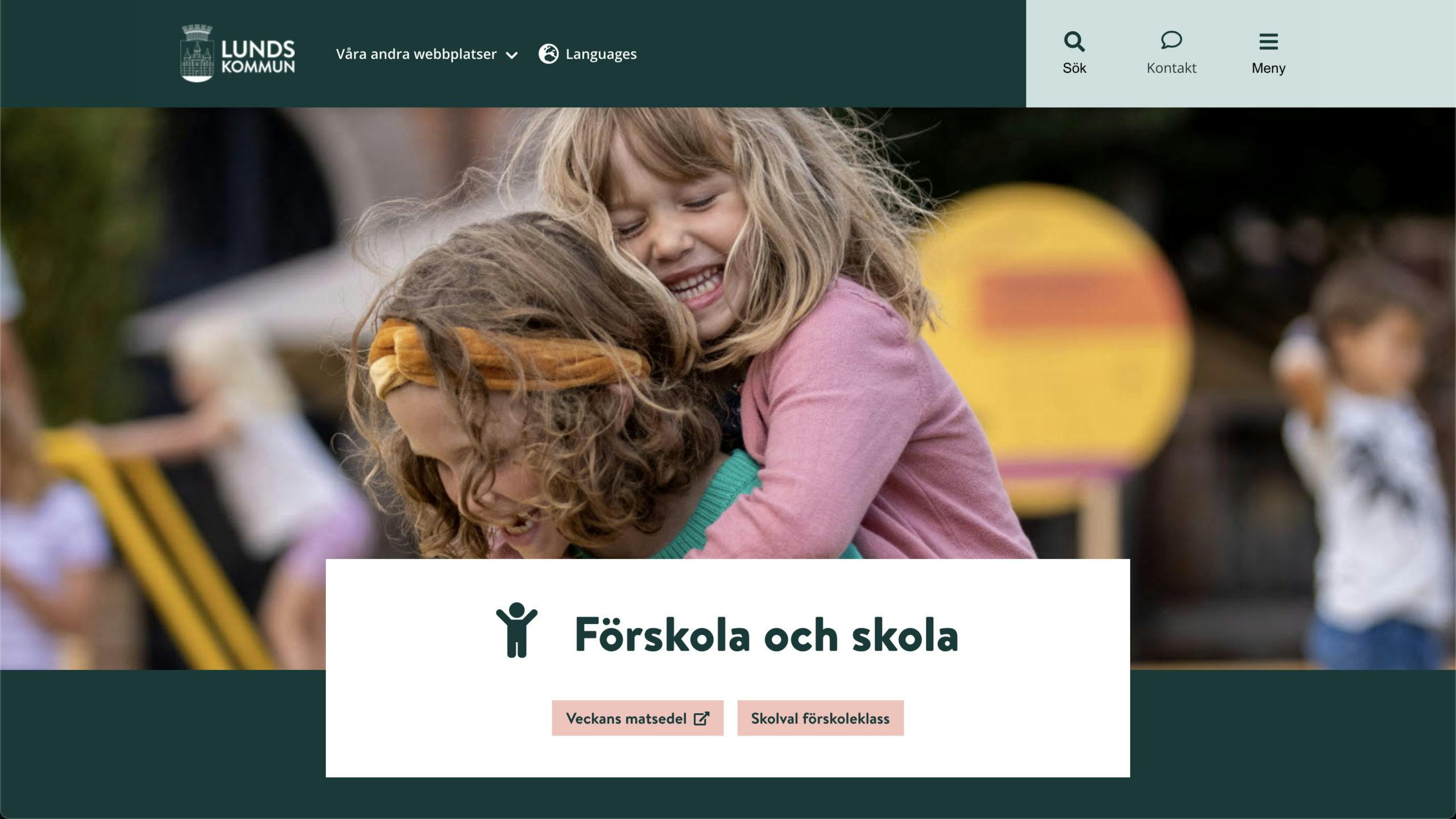 Lund kommuns nya webbplats sida för förskola och skola, utvecklad av Consid